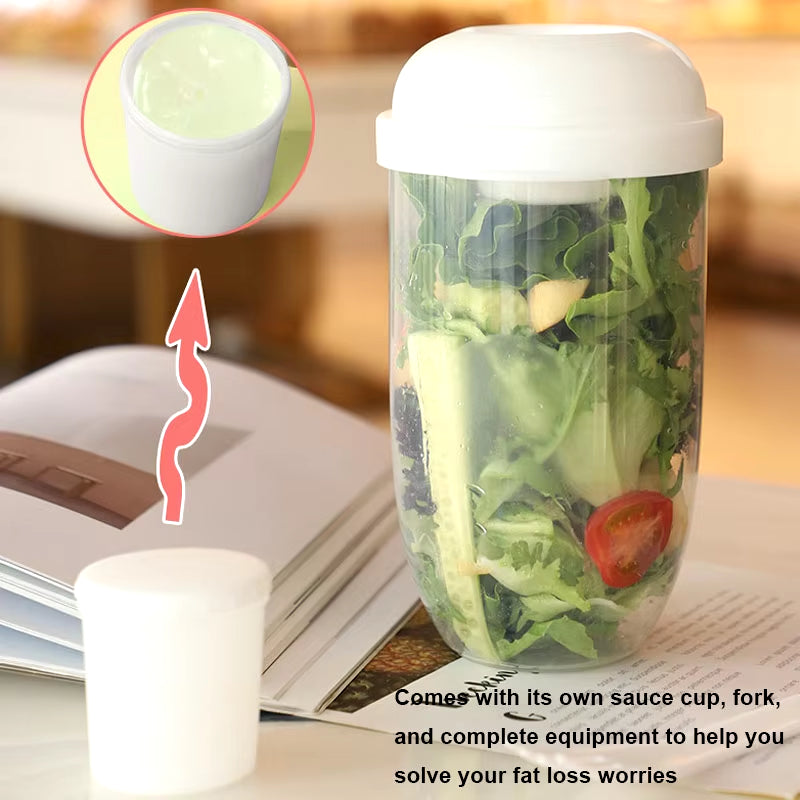 Portable Salad Cup with Fork and Lid – Convenient Breakfast Shaker Bottle for Girls and Students, Ideal for Healthy Eating and Fruit-Based Fat Loss