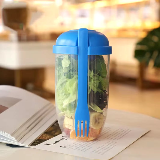 Portable Salad Cup with Fork and Lid – Convenient Breakfast Shaker Bottle for Girls and Students, Ideal for Healthy Eating and Fruit-Based Fat Loss