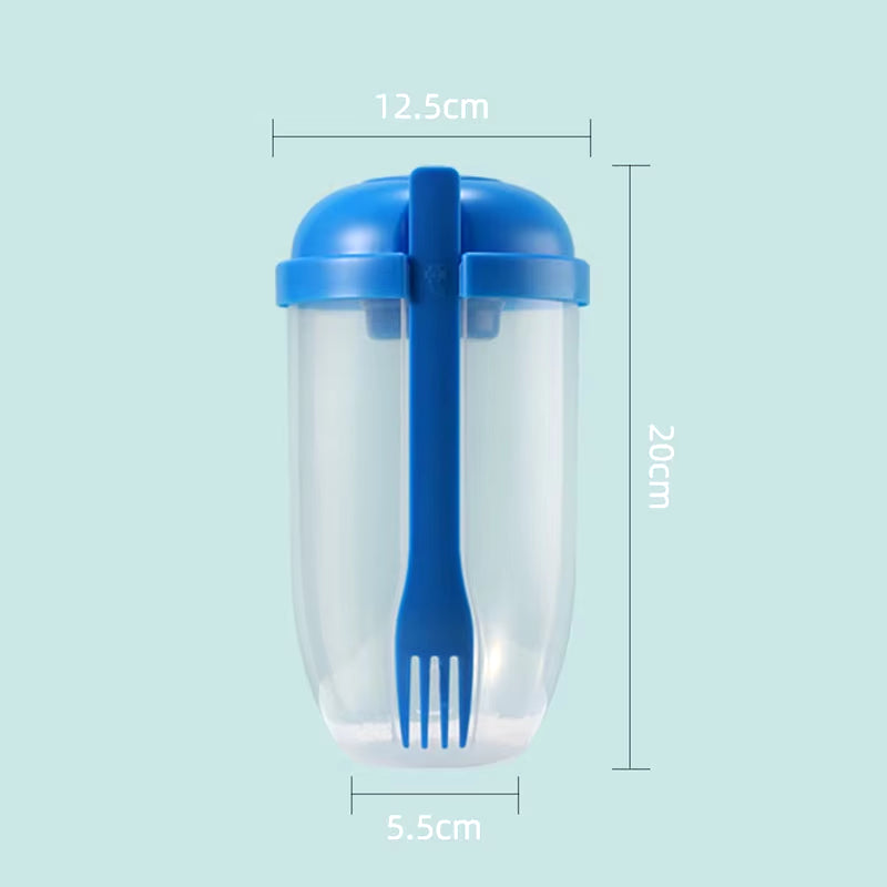 Portable Salad Cup with Fork and Lid – Convenient Breakfast Shaker Bottle for Girls and Students, Ideal for Healthy Eating and Fruit-Based Fat Loss